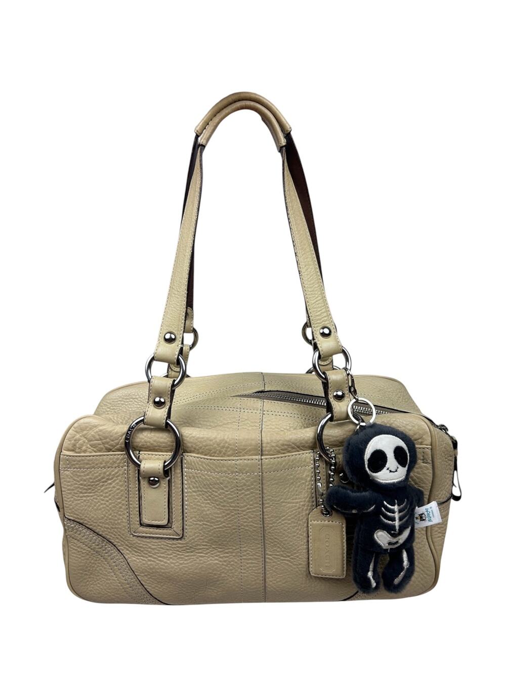 Coach Vintage Cream Pebbled Leather East West Hamilton Top Handle Shoulder Bag